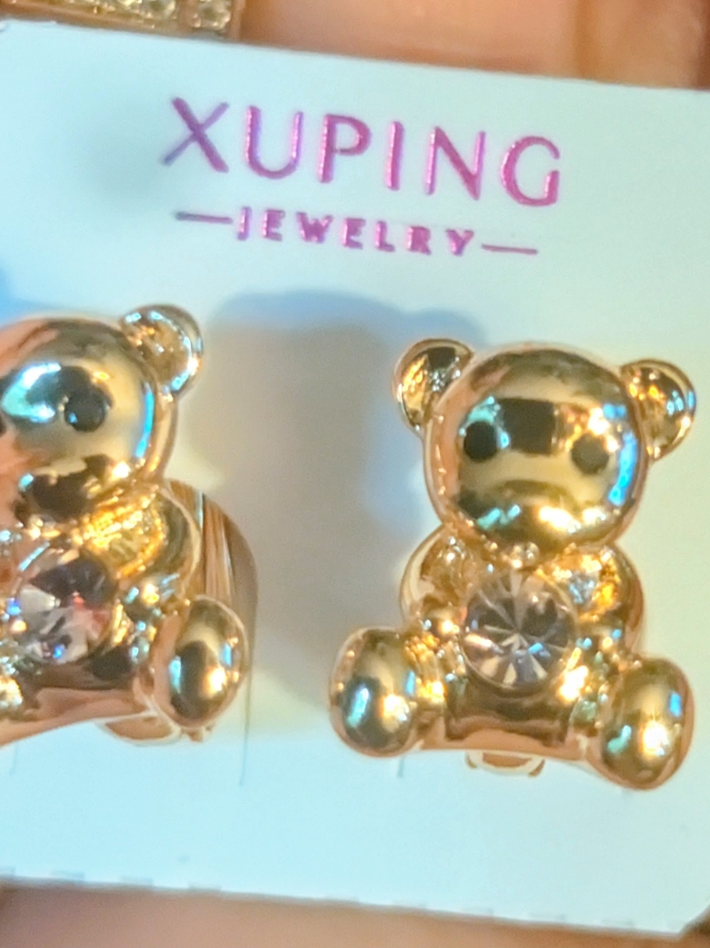 Xuping Gold Tone Teddy Bear Stud Earrings